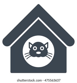 Cat House icon. Vector style is flat iconic symbol, smooth blue color, white background.