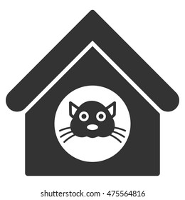Cat House icon. Vector style is flat iconic symbol, gray color, white background.