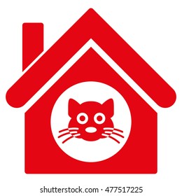 Cat House icon. Vector style is flat iconic symbol, red color, white background.