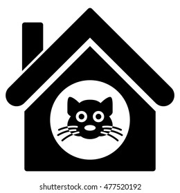 Cat House icon. Vector style is flat iconic symbol, black color, white background.