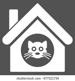 Cat House icon. Vector style is flat iconic symbol, white color, gray background.