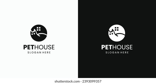 Cat house illustration logo vector