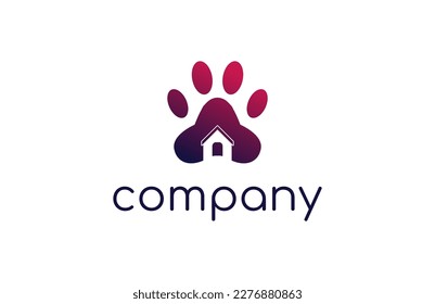 cat house logo. with a combination of pink and purple. nice logo vector for pet shop