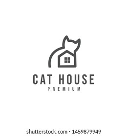 Cat house logo design template