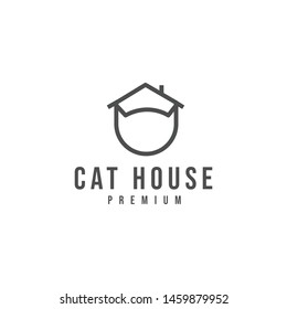 Cat house logo design template