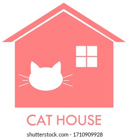 Cat house logo design template illustration. there are cat and house.