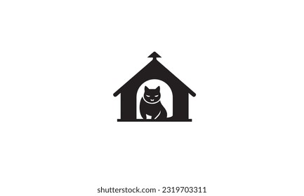 Icono plano del logotipo de la casa del gato