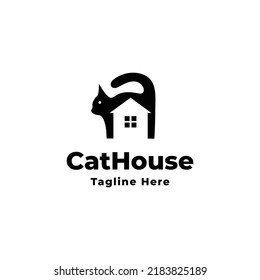 cat house logo icon vector template