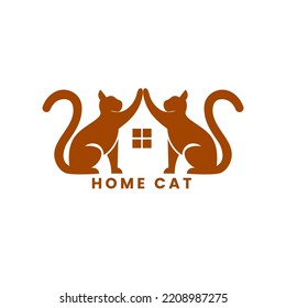 Diseño de la imagen del logo de Cat house, este diseño del logo es adecuado para una tienda de gatos o una comunidad de gatos, este logo se toma del tema de gatos sujetándose unos a otros, lo que significa unión.