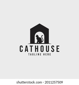 Cat house logo. logo vector for pet shop