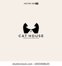 cat house logo. vector logo for pet shop