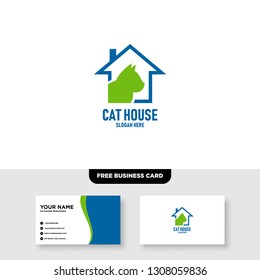 Cat House Logo Vector Template, Free Business Card
