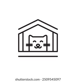 cat house cat lovers line logo design vector