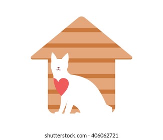 cat house pet care animal fauna safari image icon logo
