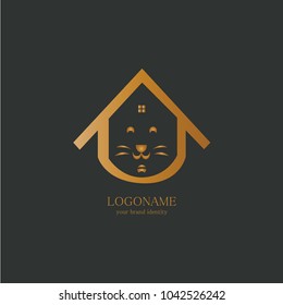 cat house symbol logo