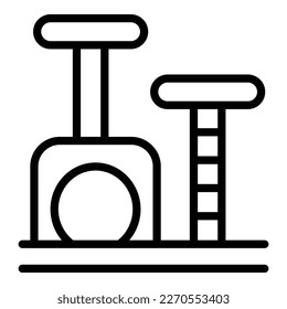 Cat house tower icon outline vector. Pet toy. Food home