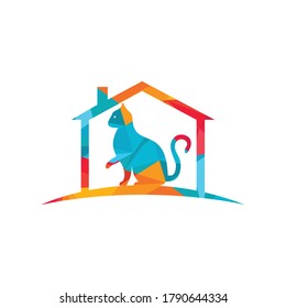 Cat house vector logo design.