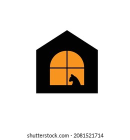 cat house vector logo design simple.