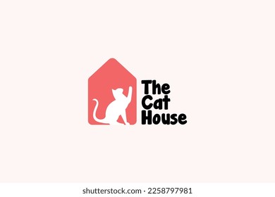 cat house and veterinary clinic vector illustration logo, suitable for your logo and business illustration