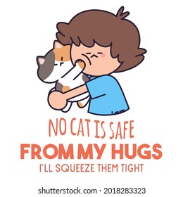 cat hug cuddle love pets art wo art one mug design vector illustration for use in design and print poster canvas