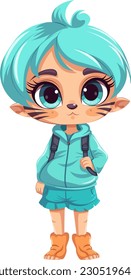 A Cat Human Hybrid in Fantasy Cartoon Style illustration