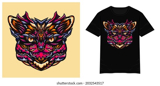 Cat hunter monster vector tshirt illustration