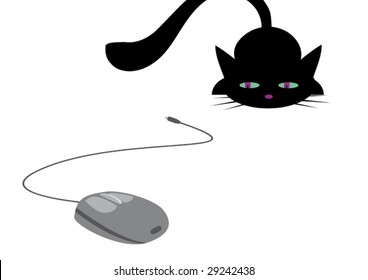 Cat And Computer Mouse Stock Illustrations Images Vectors Shutterstock