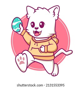 ilustración de la caricatura de huevo de pascua para caza de gatos