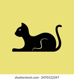 Cat  icon black color Cat sitting symbol illustration.