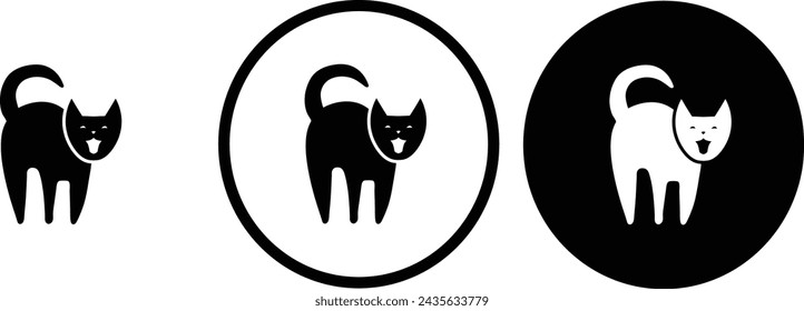 icono de gato contorno negro para diseño de sitio web 
y aplicaciones móviles en modo oscuro 
Ilustración vectorial sobre fondo blanco