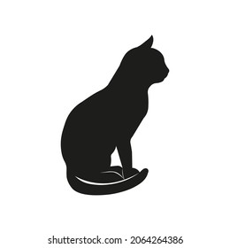 Cat icon. Black silhouette. Vector illustration. Flat design.