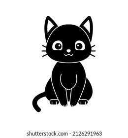 Cat icon. black cat silhouette. vector illustration