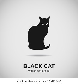 Cat icon. Black cat silhouette. Vector illustration.