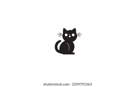 Cat Icon black Vector Logo Template Illustration Design white background