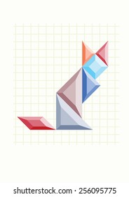 cat icon button on the background Tangram