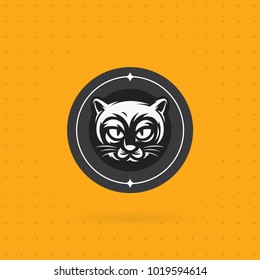 Cat icon with circle. Black cat face logo - vector illustration, emblem design. Icon and label vector template