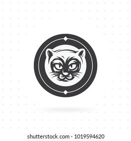 Cat icon with circle. Black cat face logo - vector illustration, emblem design. Icon and label vector template