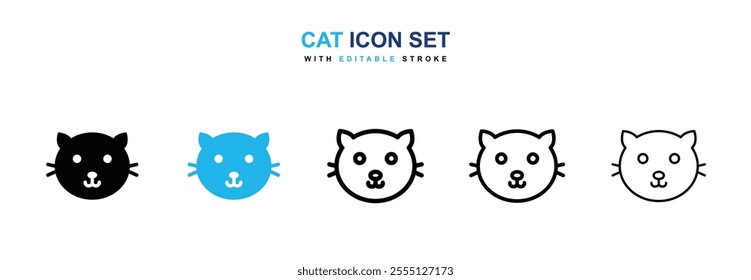 Cat icon collection in black and blue colors