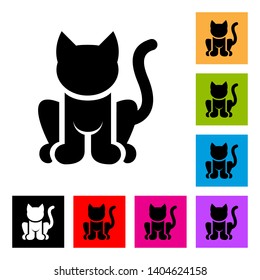 Cat Icon in Color and Black Version