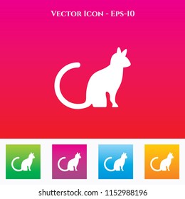 Cat Icon in Colored Square box. eps-10