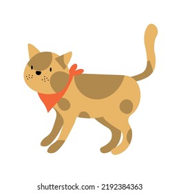 Cat icon Cute brown kitten. In cartoon style. Isolated on white background. Vector flat illustration. EPS
