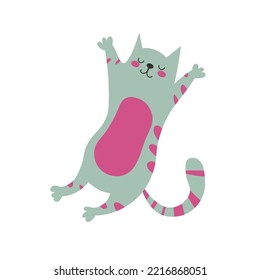 Icono de gato Cute gatito gris. Al estilo de las caricaturas. Aislado sobre fondo blanco. Ilustración plana vectorial. EPS