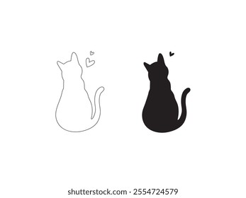Cat  icon drawing outline. kitten, Pet icon symbol. black line art vector illustration.