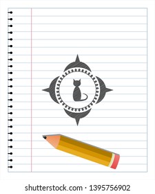 cat icon drawn with pencil strokes. Vector Illustration. Detailed.