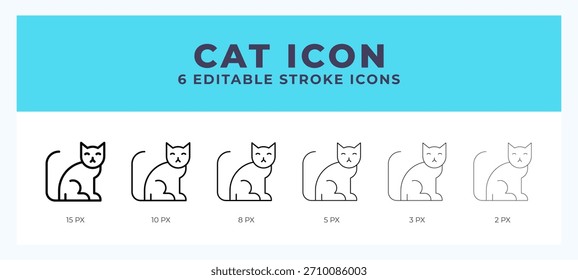 Ícone Cat com traçado editável. Ilustração do vetor do ícone de Contorno.
