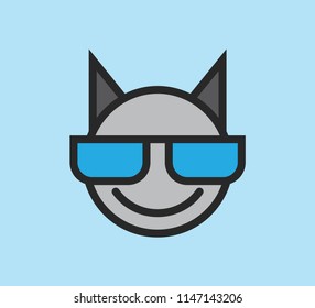 cat icon with eyeglasses vector illustration