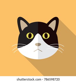 Cat Icon Flat Design Long Shadow