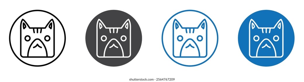 Cat icon flat editable icon mark set.