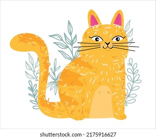 Cat icon flat retro handdrawn vector