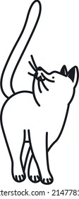 Cat icon. Funny pet black line symbol